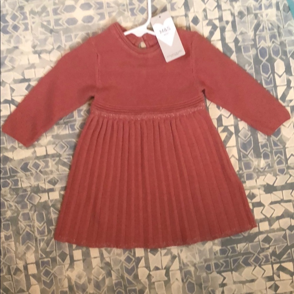 Two-piece baby sweater dress set (dress + tights)